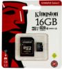  Зображення Модуль флеш-пам'яті Kingston 16GB microSDHC Canvas Select 80R CL10 UHS-I Card + SD Adapter EAN: 740617274646 